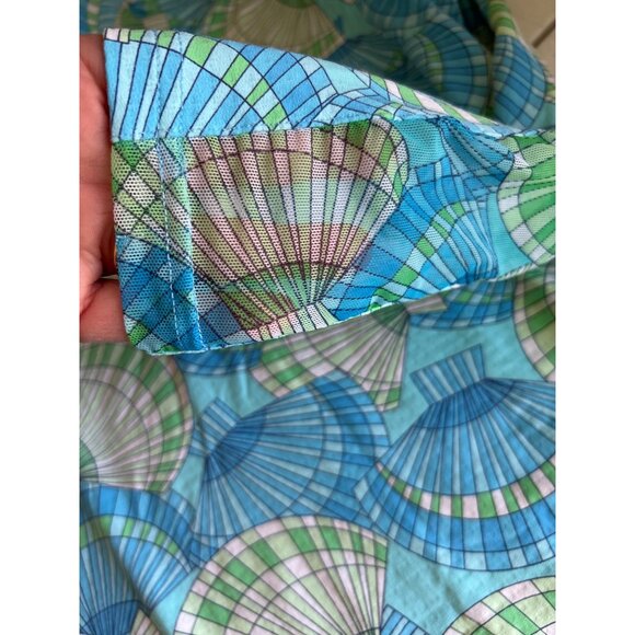 IBKÜL Womens Long-Sleeve Quarter-Zip Top Blue Green Geometric Print Size L - Picture 9 of 9